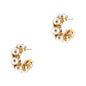 Geometric Stud Pearl Hoop .75"Earrings