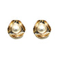 Gold Textured Geometric Circle with Pearl 1" Earrings
