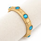 Hammered Gold with Blue Stone Stretch Bracelet