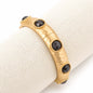 Hammered Gold with Black Stone Stretch Bracelet