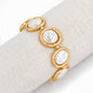 Flat Pearl with Gold Outline Stretch Bracelet