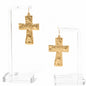 Textured Worn Gold 1" Cross Earring