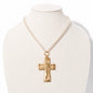 Pearl Beaded Chain with Textured Cross Pendant 16"-18" Necklace