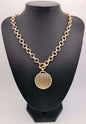 Gold Chain with Hammered Gold Disk Charm 16"-18" Necklace