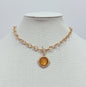 Gold Chain with Topaz Stone Circle Charm 16"-18" Necklace