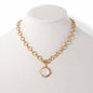 Gold Chain with White Stone Circle Charm 16"-18" Necklace
