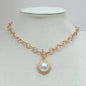 Gold Chain with Pearl Circle Charm 16"-18" Necklace