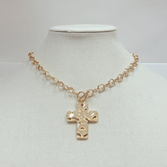 Gold Chain with Hammered Gold 16"-18" Necklace