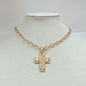 Gold Chain withHammered Matte Gold 16"-18" Necklace