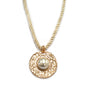 Ivory Wrapped Cord with Large Gold and Pearl Charm 18"-20" Necklace
