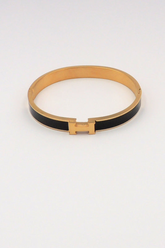 Waterproof Stainless-Steel Gold H with Black Enamel Coloring, Best Seller!