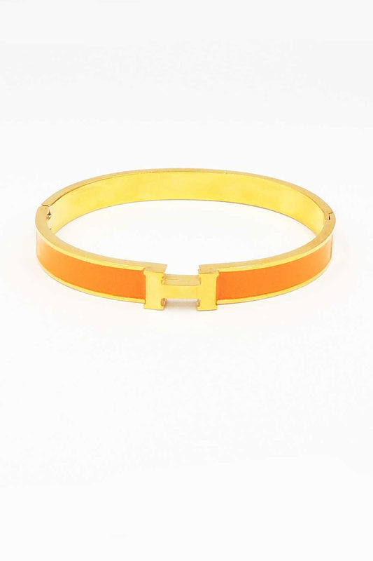 Waterproof Stainless-Steel Gold H with Orange Enamel Coloring, Best Seller!