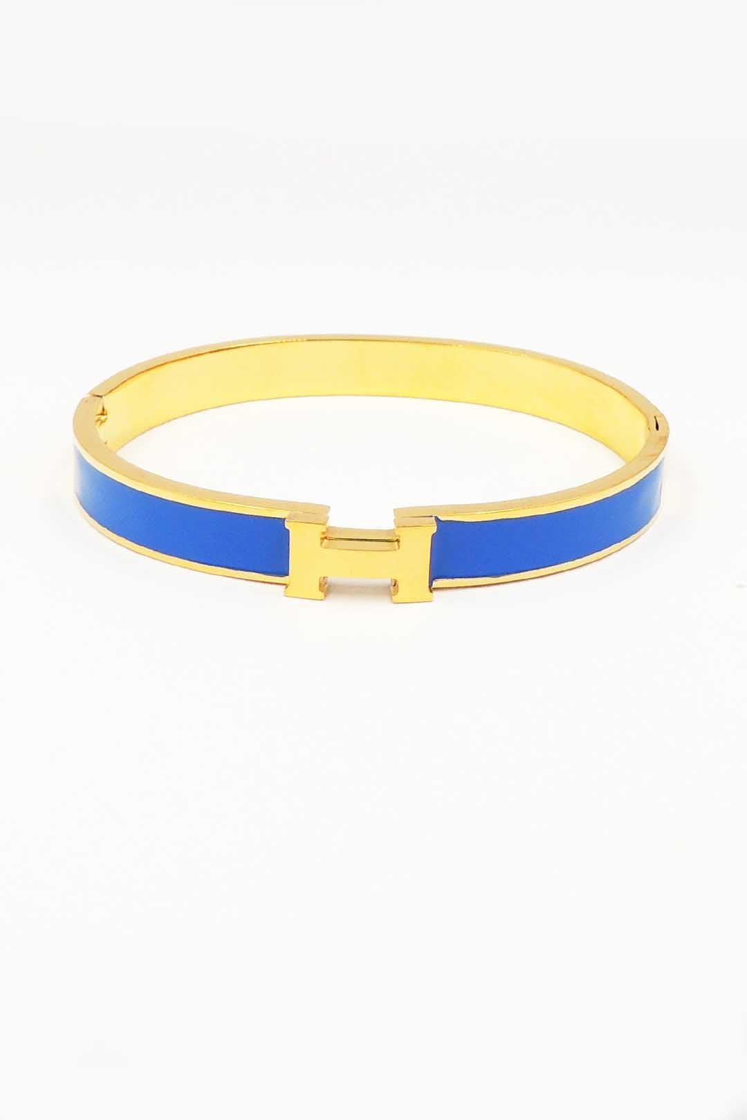Waterproof Stainless-Steel Gold H with Blue Enamel Coloring, Best Seller!