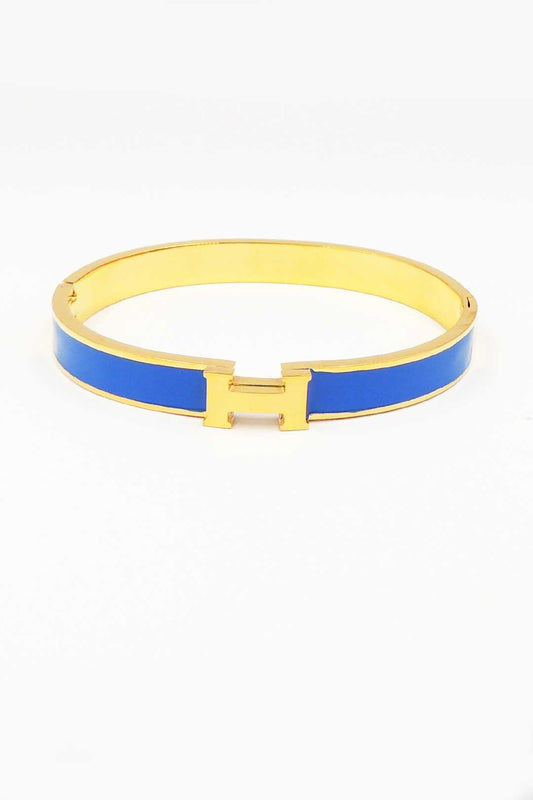 Waterproof Stainless-Steel Gold H with Blue Enamel Coloring, Best Seller!