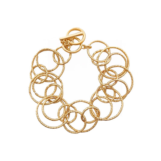 Gold Open Layered Circle Toggle Bracelet