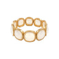 White Opal Square Stone and Gold Stretch Bracelet
