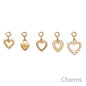 Set of 5 Open Hearts with Pearls Necklace Charms