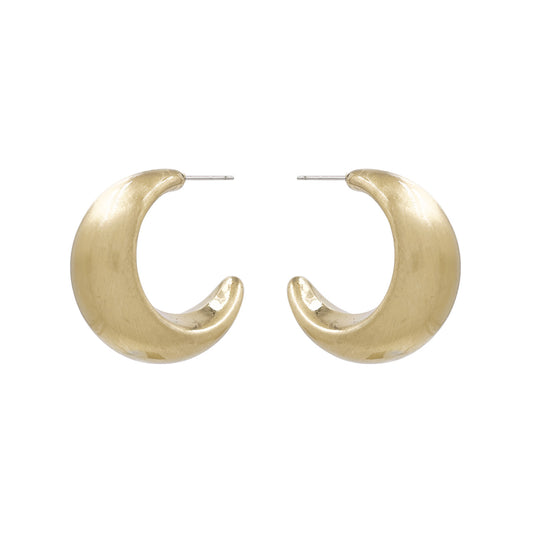 Matte Gold Metal Hoop Earrings