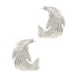 Thin Silver Leaf Textured 1.25" Hoop Earring