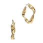 Gold Geometic Twisted 1.5" Hoop Earring