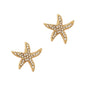 Sealife Rhinestone and Gold Starfish Stud .5" Earring
