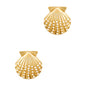 Sealife Rhinestone and Gold Shell Stud .5" Earring