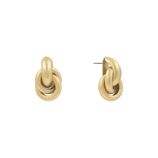 Matte Gold Knot Stud .75" Earring