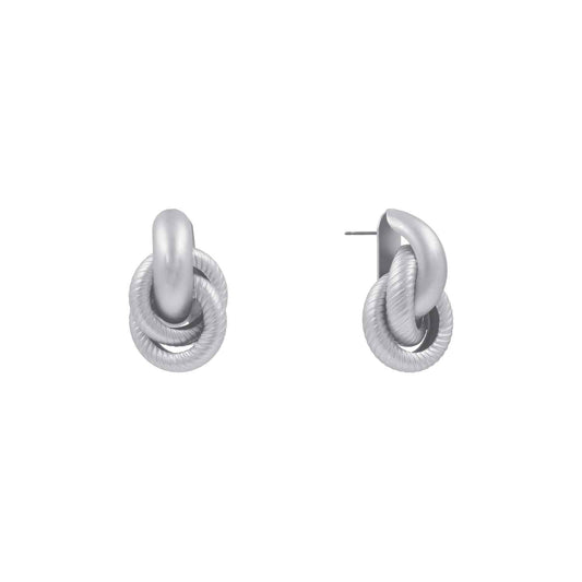 Matte Silver Knot Stud .75" Earring