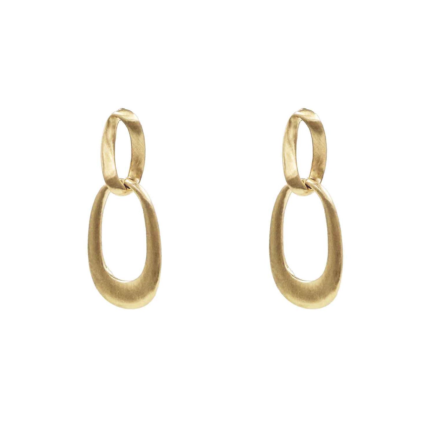 Matte Gold Open Double Circle 2" Earring