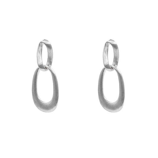 Matte Silver Open Double Circle 2" Earring
