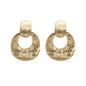 Matte Gold Hammered Circle 2" Earring