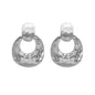 Matte Silver Hammered Circle 2" Earring