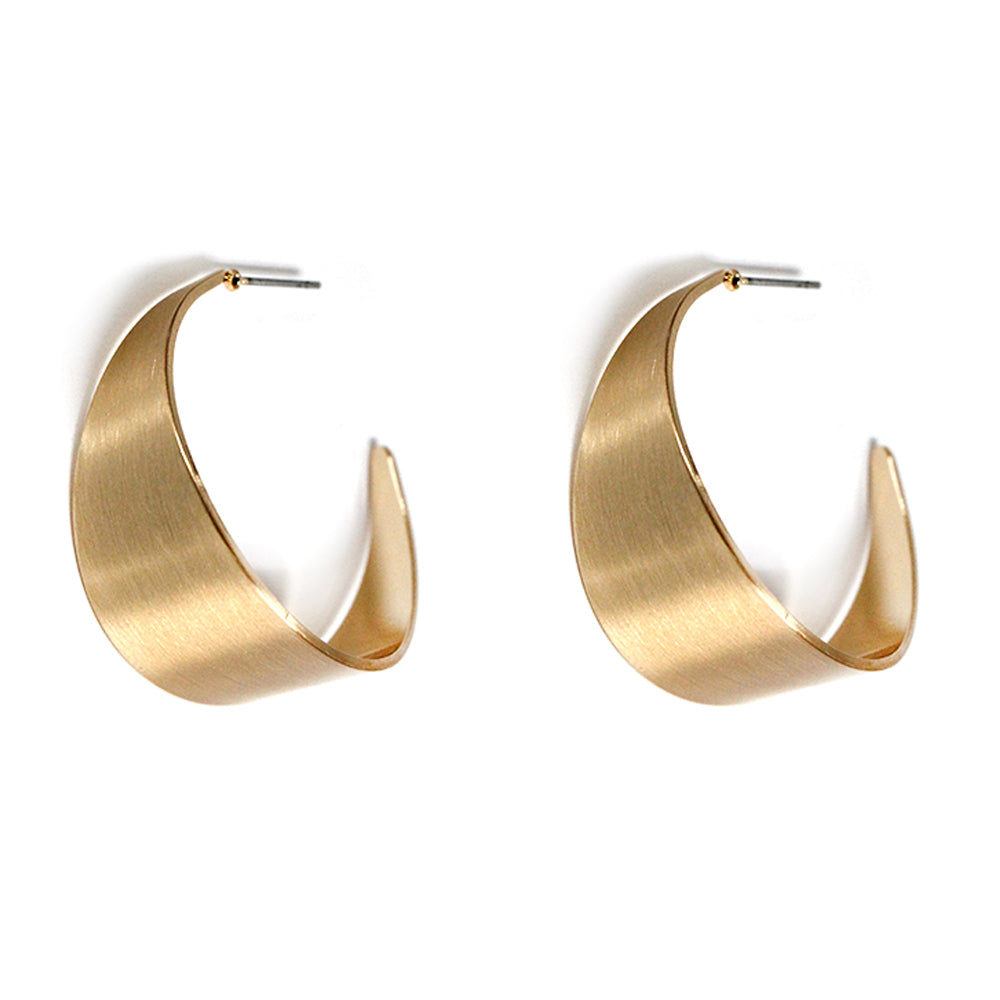 Matte Gold Curved 1.25" Earring