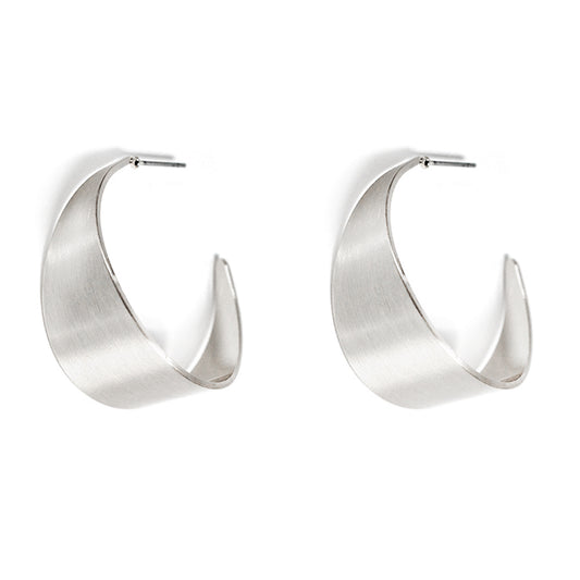 Matte Silver Curved 1.25" Earring