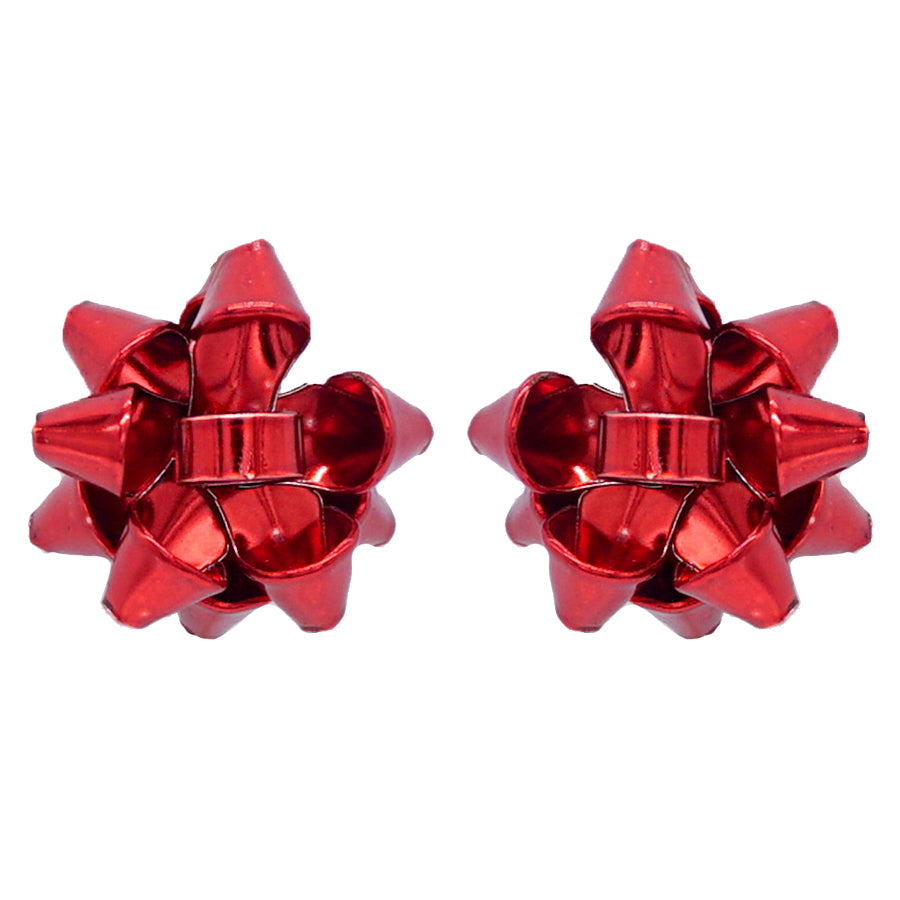 Red Metal .5" Bow Stud Earring