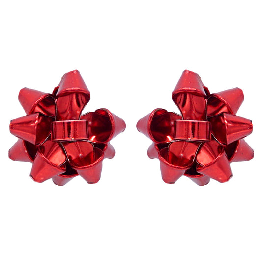 Red Metal .5" Bow Stud Earring