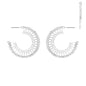 Silver Open Geometric with Rhinestone Accent 2" Earring