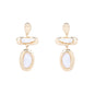 Pearlized and Gold Geometric Triple Drop 2.5" Earring