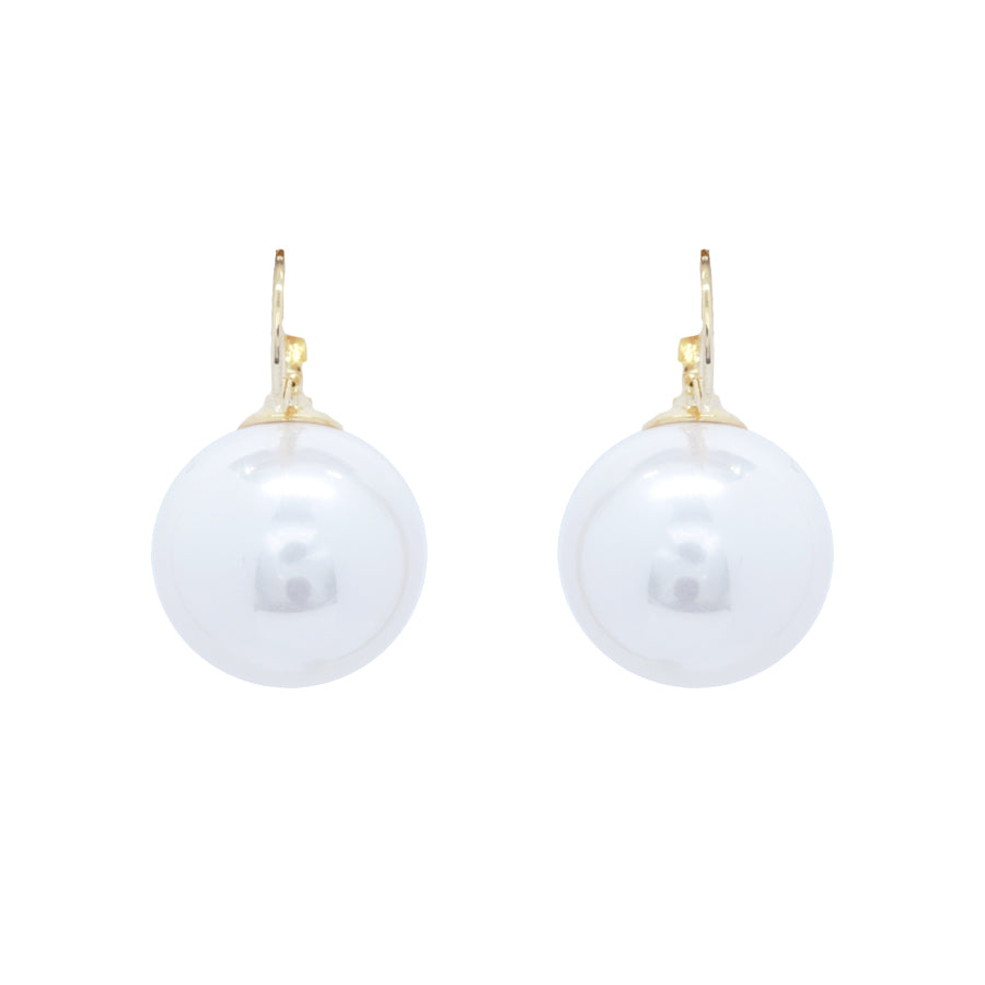 Textured Gold Hoop with Large Pearl Ball 1" Earring