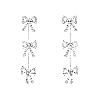 Silver Rhinestone Triple Drop Bow 2.5" Earring