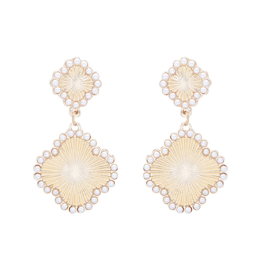 Two Drop Textured Clover with Rhinestone 2" Earring