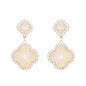 Two Drop Textured Clover with Rhinestone 2" Earring