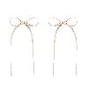 Gold Metal Ribboned 2" Bow Earring