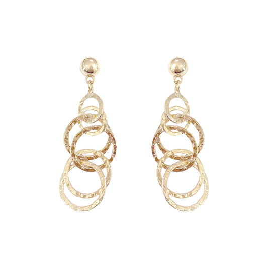 Gold Textured Layered Circle 1.5" Earring