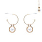 Thin Gold Hoop with Pearl Accent 1" Earring