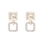 Gold Square with Rhinestone Square 1" Earring
