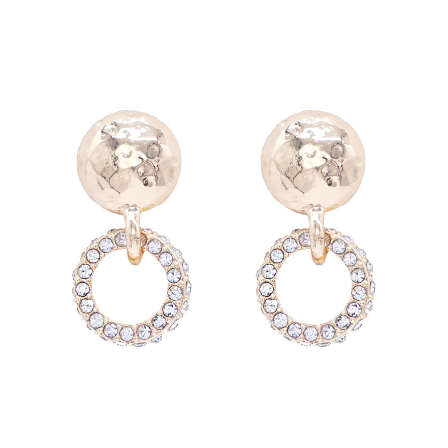 Gold Circle with Rhinestone Circle 1" Earring