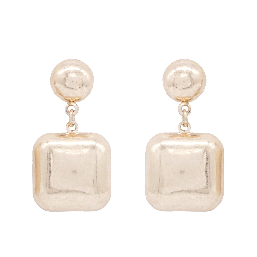 Worn Gold Stud and Square 1" Earring