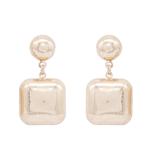 Worn Gold Stud and Square 1" Earring