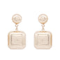 Worn Gold Stud and Square 1" Earring